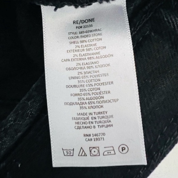 Re/Done Faded Stone Black Button Fly High Rise Skinny Jeans 26 - Picture 3 of 4